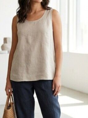 Cynthia Rowley Cream Sleeveless  100% Linen Top